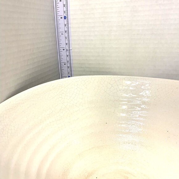 Large White & Brown Ceramic Oval Bowl Decorative Modern Natural/Rustic Decor - Picture 4 of 5